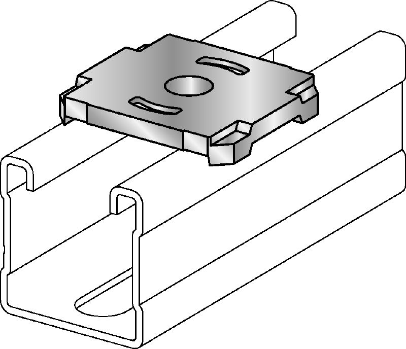 MQZ-L Bored plate Galvanised bored plate for fire-tested trapeze assembly and anchoring