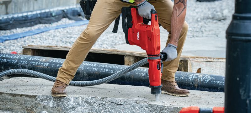 TE 60-22 Cordless rotary hammer Powerful and cordless SDS Max (TE-Y) rotary hammer with Active Vibration Reduction and Active Torque Control for heavy-duty concrete drilling and chiseling (Nuron) Applications 1