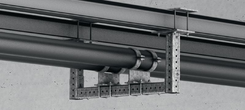 MIB-SH 底板 熱浸鍍鋅 (HDG) 底板，用於將 MI 橫樑緊固至鋼材 產品應用 1