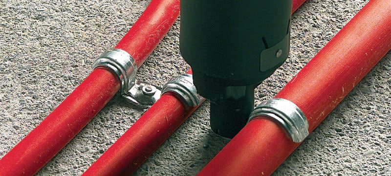 FB Conduit clip Fire-resistant conduit clip for fastening electrical conduits, pipes, and cables to concrete, masonry, and sheet metal Applications 1