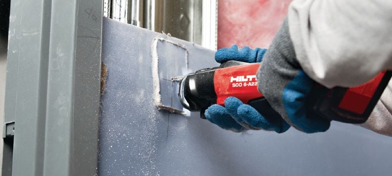 SCO 6-A22 充電式開孔工具 22 V 充電式切割工具，具有無刷馬達 產品應用 1