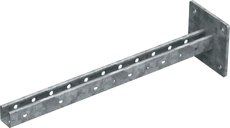 MT-BR-40 O4 OC 懸臂樑 具備 MT-40 螺柱坑槽和四孔底板的懸臂樑，適合在污染程度低的戶外使用