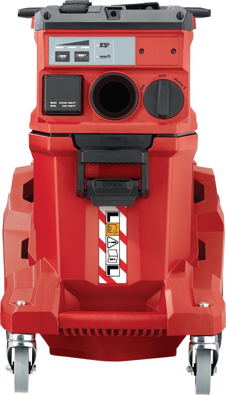VC 40L-X L 級除塵器 功能強大的除塵器配有大容器和推桿手柄，可用於連接電動工具和工地清潔 (乾濕兩用)，30 升水箱