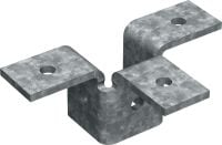 MT-C-T 3D/3 OC 翼型配件 用於以 3D 結構連接四個螺柱坑槽的三翼型配件，適合在污染程度低的戶外使用