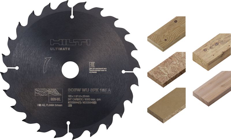 適用於木材的通用型圓鋸鋸片 (CPC) 適用於木材的一流性能圓鋸鋸片，帶有碳化鎢鋸齒，切割速度更快且使用壽命更長，並可將充電式鋸的生產力提升到最高