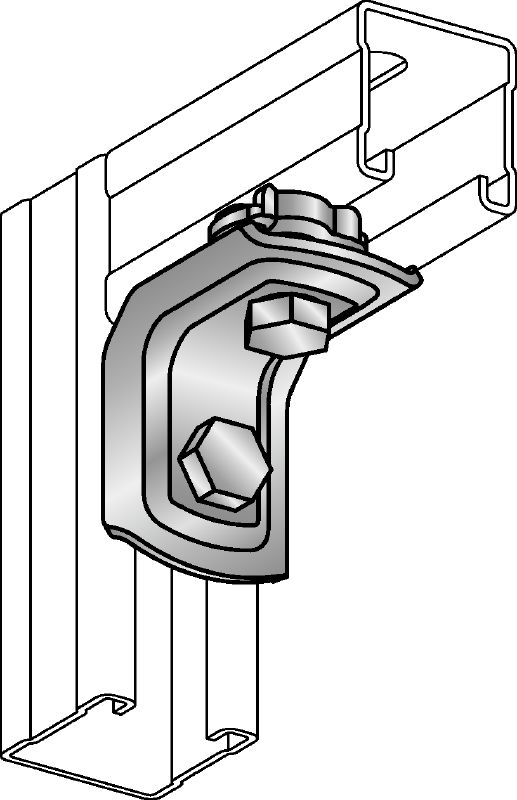MQW-Q2 Galvanised 90-degree pre-assembled angle for connecting multiple MQ strut channels