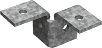 MT-C-T 3D/2 OC 翼型配件 用於以 3D 結構連接三個螺柱坑槽的雙翼型配件，適合在污染程度低的戶外使用